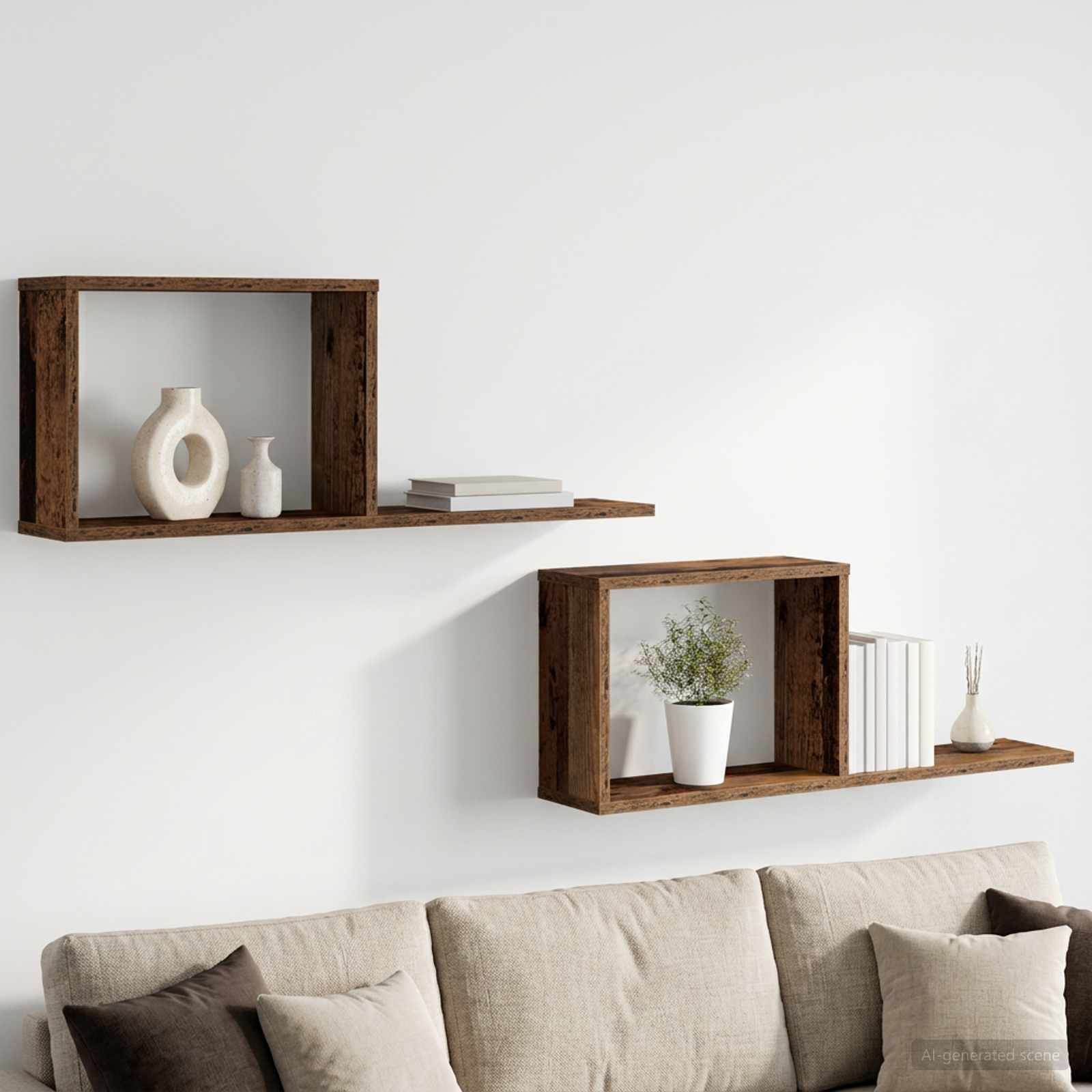 Κρεμαστά ράφια 2 pcs Παλαιωμένο ξύλο 80 x 15 x 30 εκ