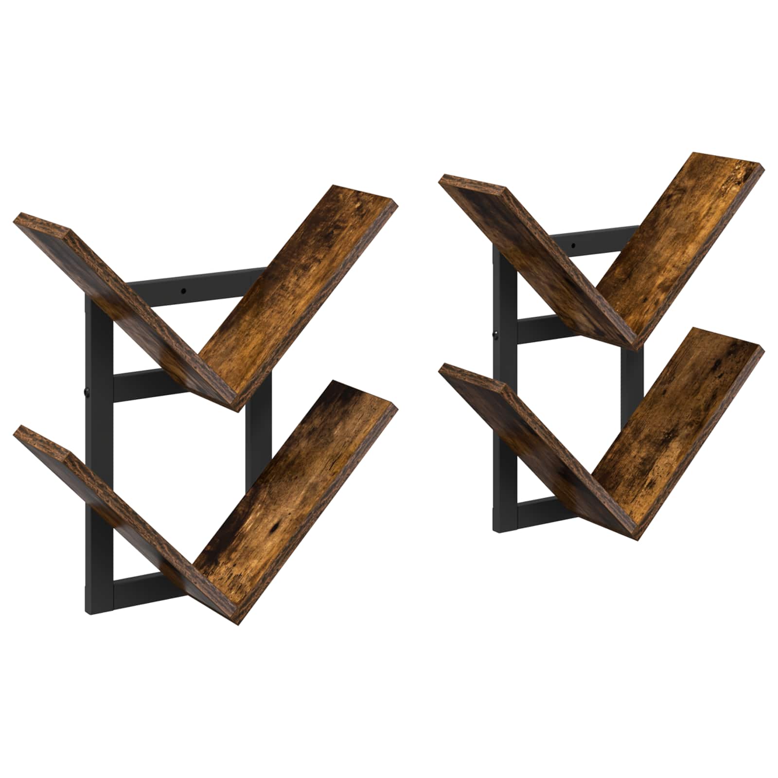Ράφι Τοίχου 2 pcs Καπνισμένο Ξύλο Δρυός 43 x 15 x 47 εκ