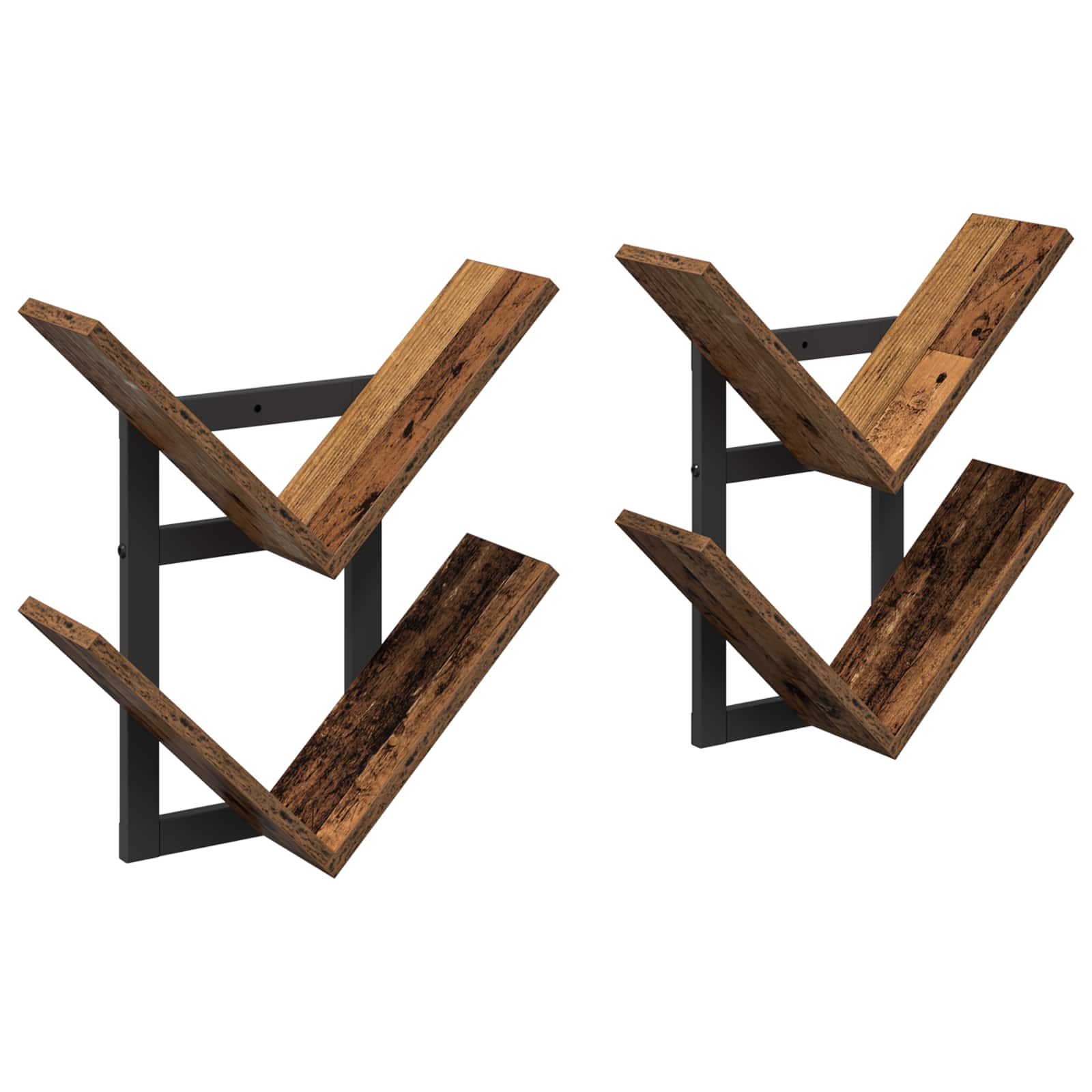 Ράφι Τοίχου 2 pcs Παλαιωμένο ξύλο 43 x 15 x 47 εκ