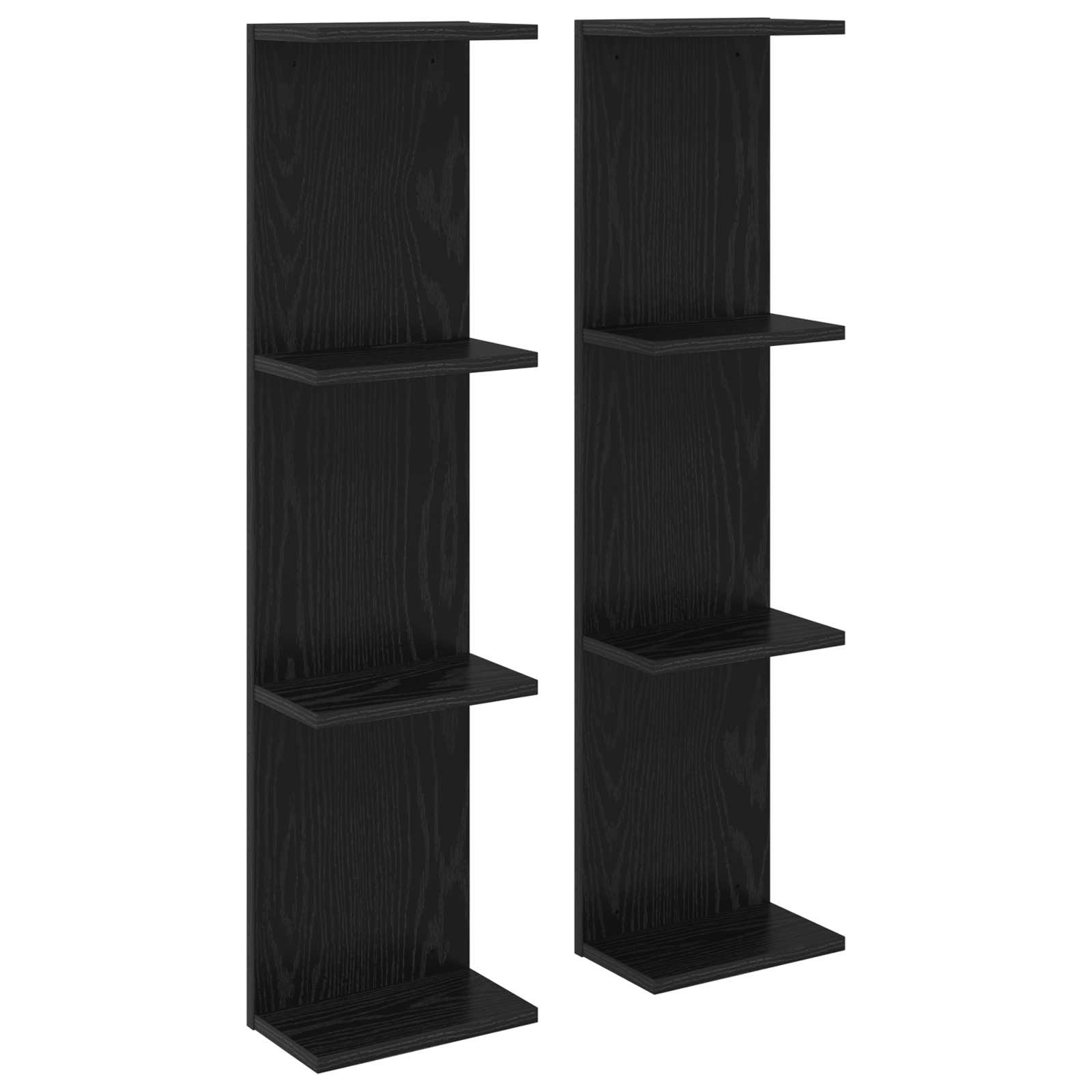 Ράφι Τοίχου 2 pcs Μαύρη Δρυς 25 x 15 x 100 εκ