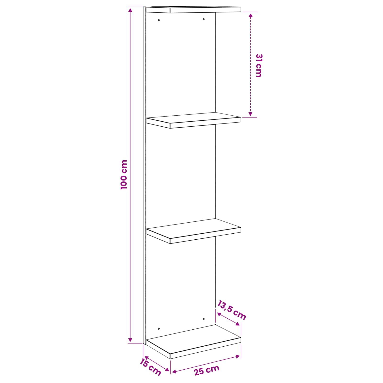 Ράφι Τοίχου 2 pcs Γκρι Σκυροδέματος 25 x 15 x 100 εκ - Pakobazaar
