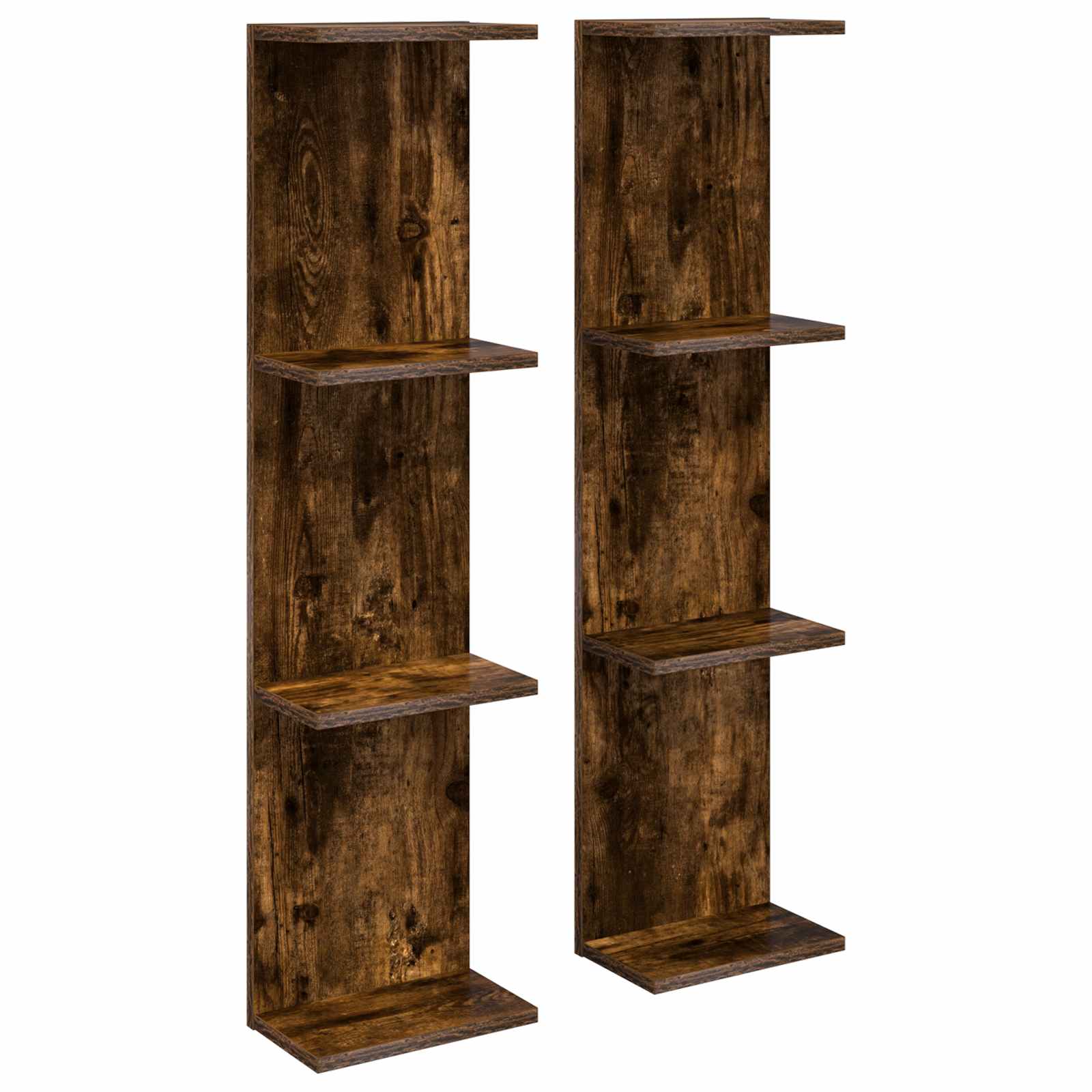 Ράφι Τοίχου 2 pcs Καπνισμένο Ξύλο Δρυός 25 x 15 x 100 εκ - Pakobazaar