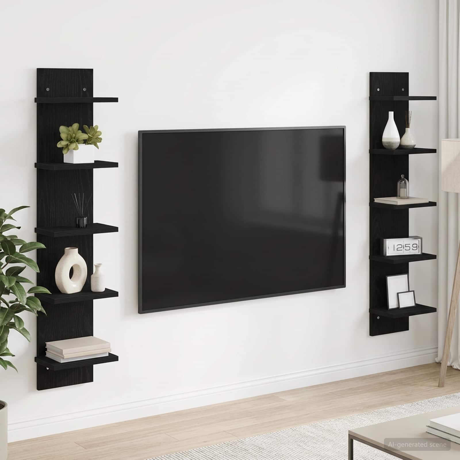 Ράφι Τοίχου 2 τμχ. Μαύρη Δρυς 22 x 15 x 100 εκ