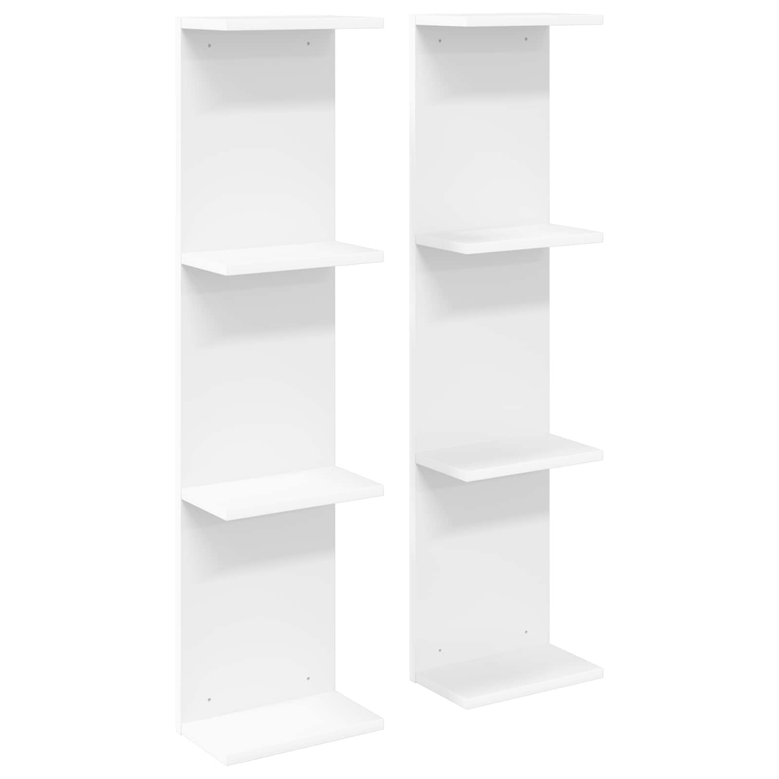 Ράφι Τοίχου 2 pcs Λευκό 22 x 15 x 100 εκ Επεξεργασμένο Ξύλο