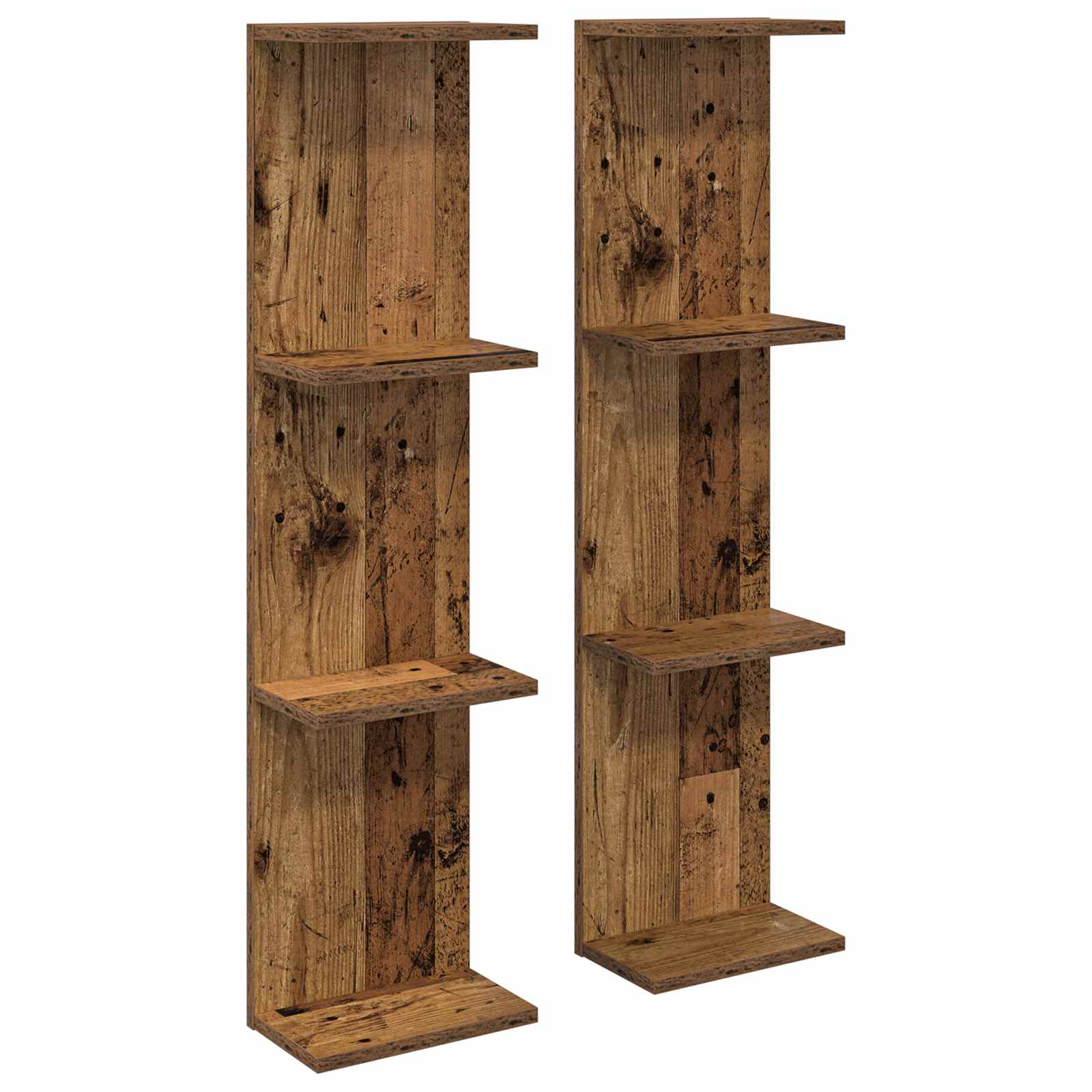 Ράφι Τοίχου 2 pcs Παλαιωμένο ξύλο 22 x 15 x 100 εκ