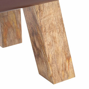 παγκάκι 40 x 30 x 45 cm Αληθινό Δέρμα Σκούρο Καφέ - Pakobazaar