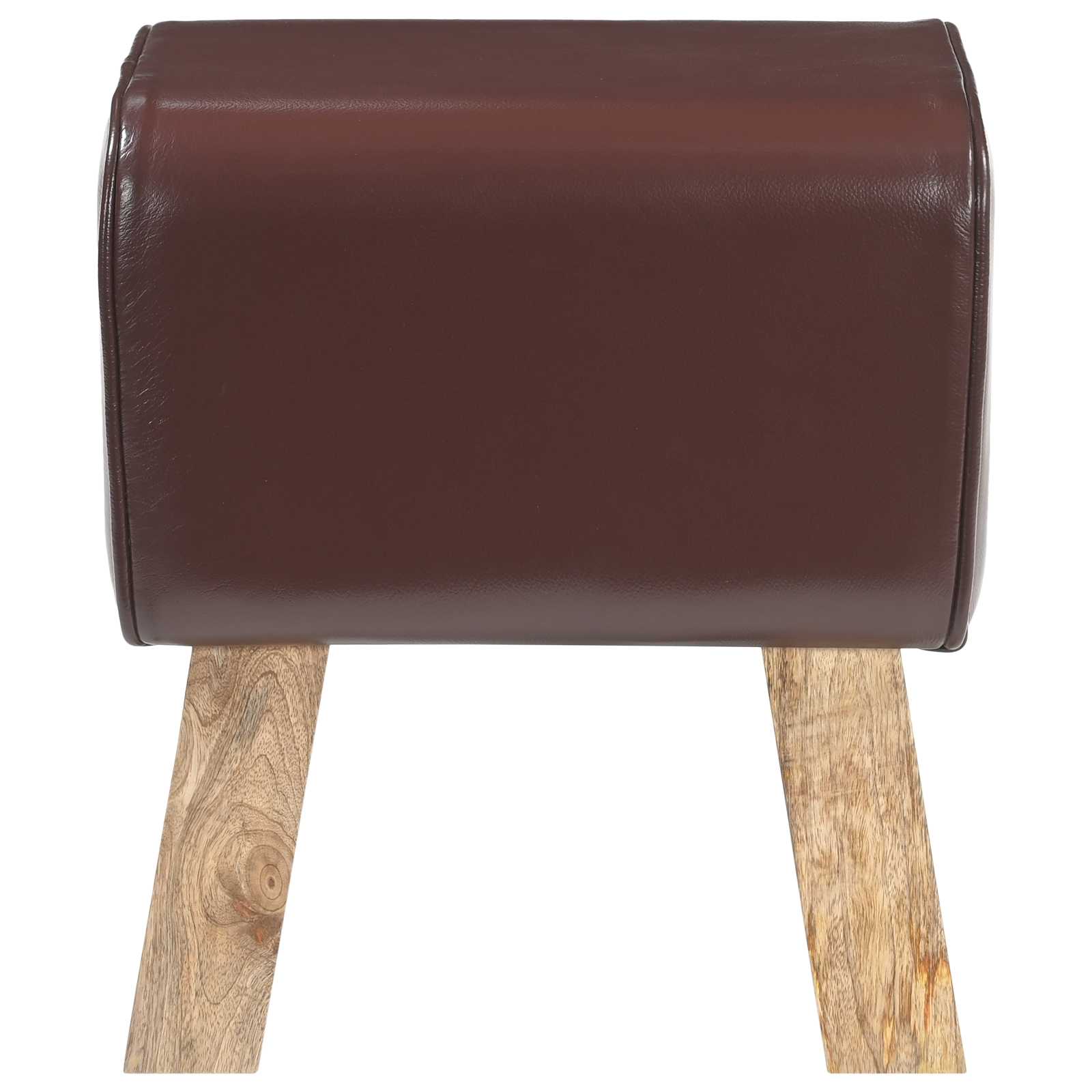 παγκάκι 40 x 30 x 45 cm Αληθινό Δέρμα Σκούρο Καφέ - Pakobazaar