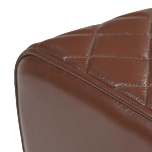 παγκάκι 40 x 30 x 45 cm Αληθινό Δέρμα Καφέ με σχέδιο ρόμβου