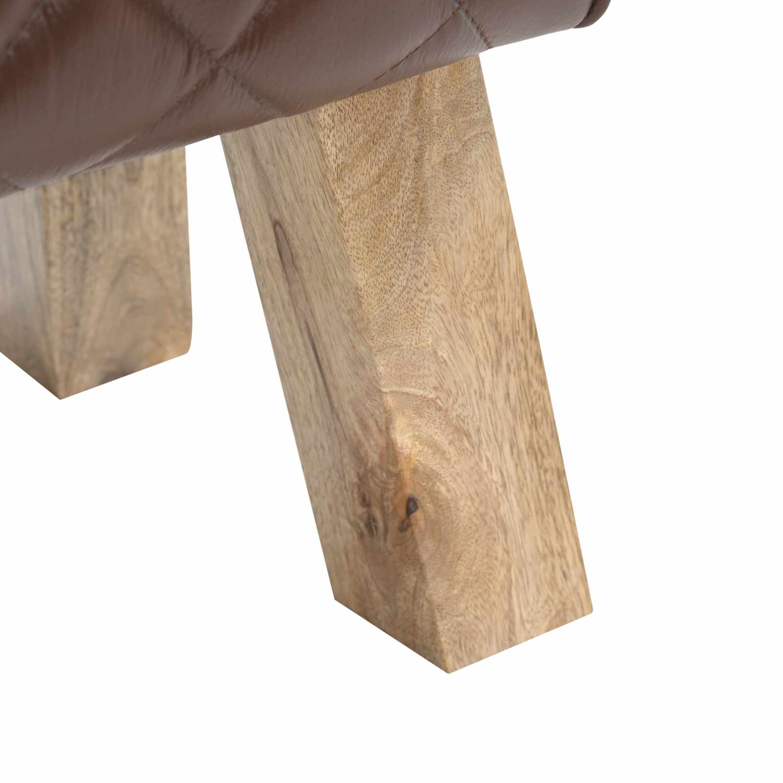 παγκάκι 40 x 30 x 45 cm Αληθινό Δέρμα Καφέ με σχέδιο ρόμβου
