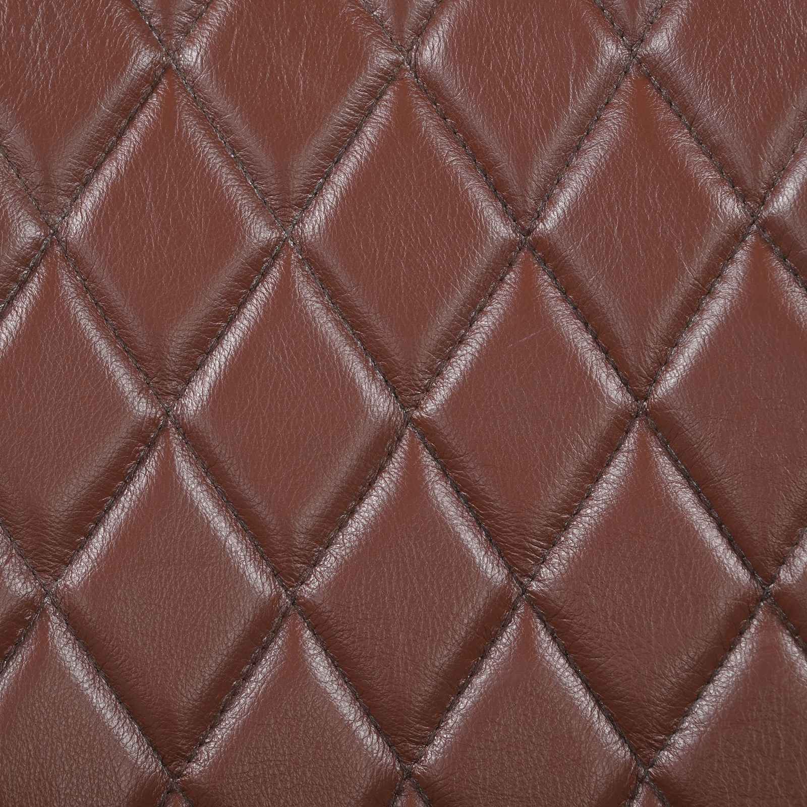 παγκάκι 40 x 30 x 45 cm Αληθινό Δέρμα Καφέ με σχέδιο ρόμβου