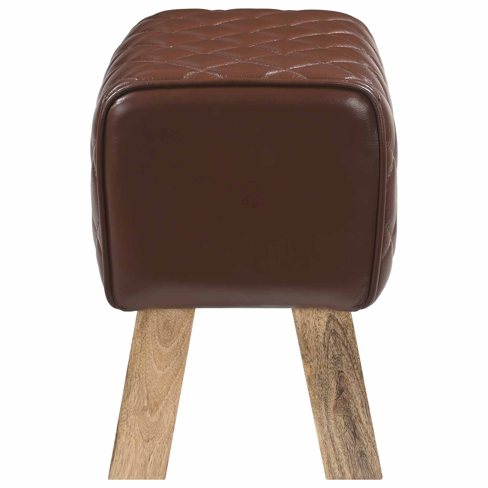 παγκάκι 40 x 30 x 45 cm Αληθινό Δέρμα Καφέ με σχέδιο ρόμβου