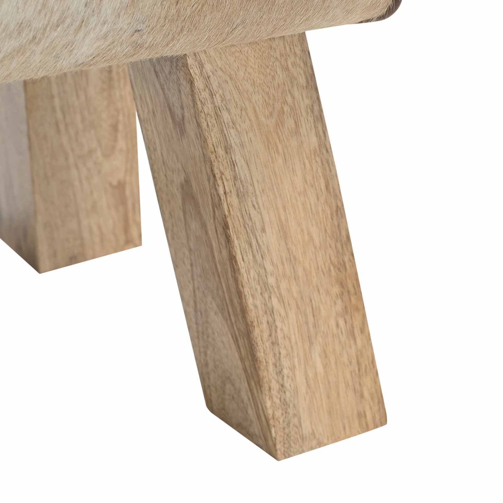 παγκάκι 40 x 30 x 45 cm Αληθινό Δέρμα Καφέ και Λευκό - Pakobazaar