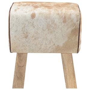 παγκάκι 40 x 30 x 45 cm Αληθινό Δέρμα Καφέ και Λευκό - Pakobazaar