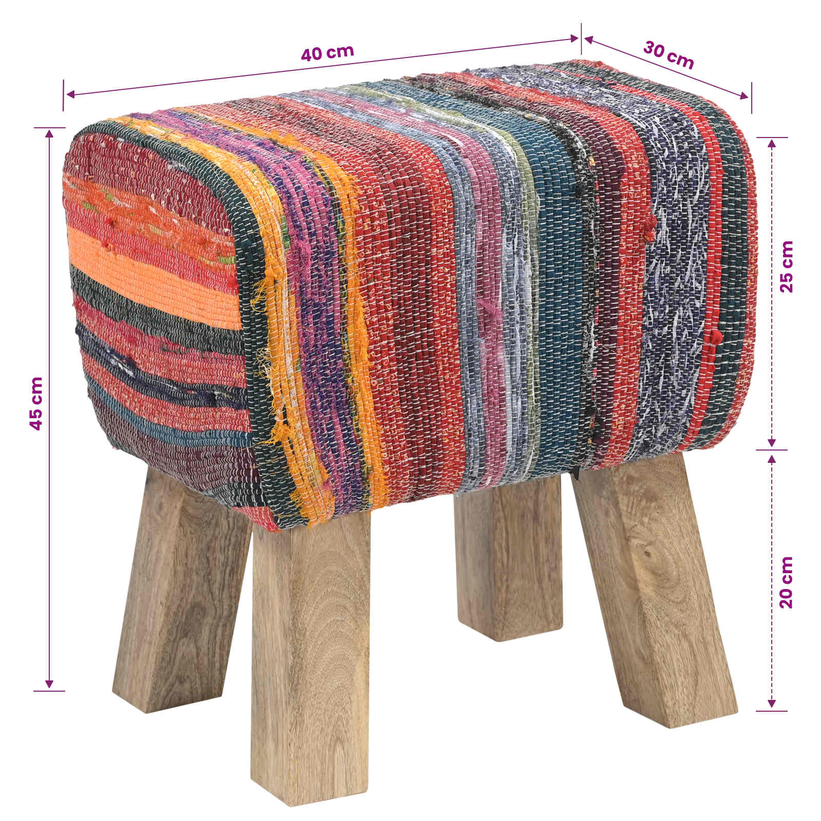 παγκάκι 40 x 30 x 45 cm Αληθινό Δέρμα Πολύχρωμο - Pakobazaar