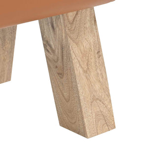 παγκάκι 60 x 30 x 45 cm Αληθινό Δέρμα Καφέ - Pakobazaar