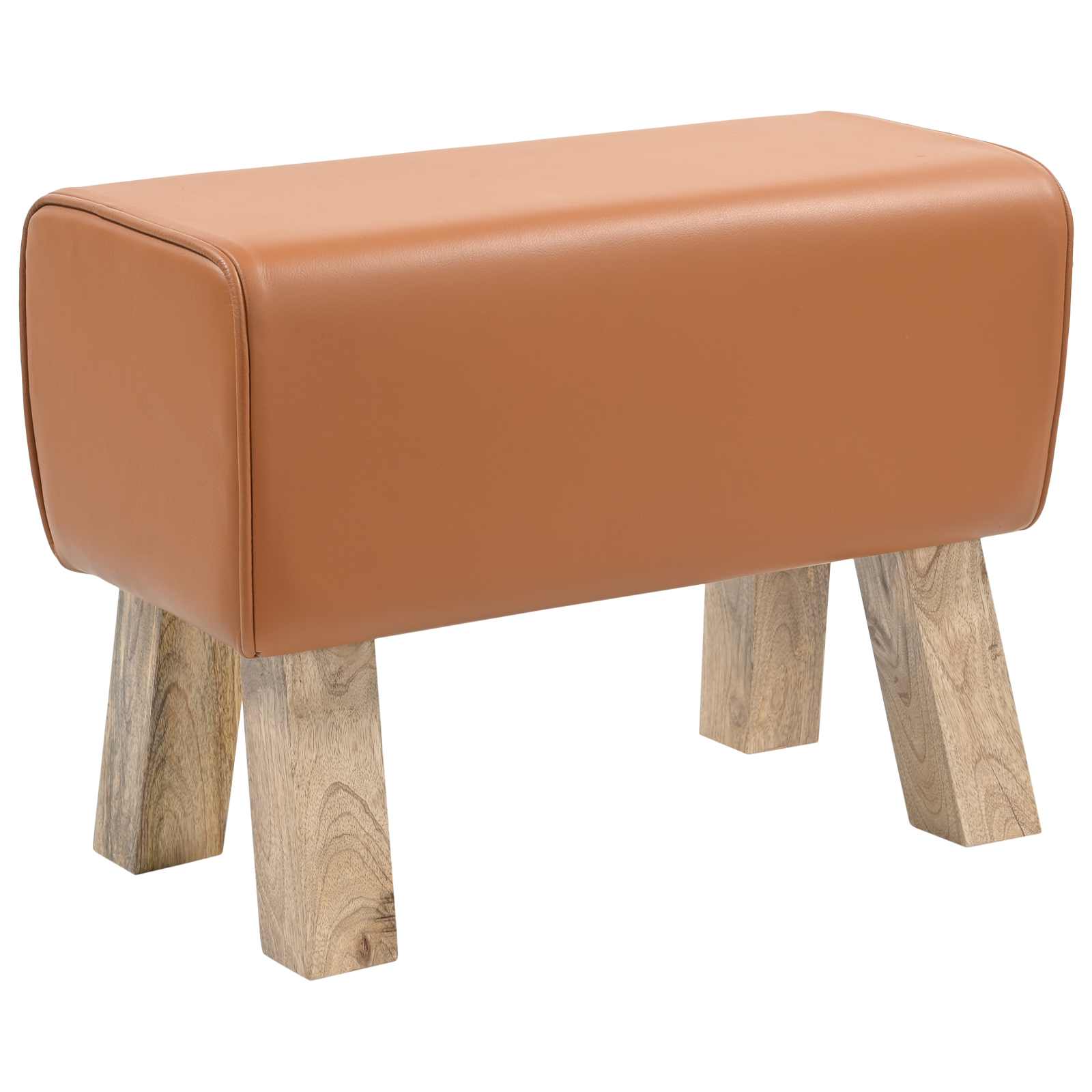 παγκάκι 60 x 30 x 45 cm Αληθινό Δέρμα Καφέ - Pakobazaar