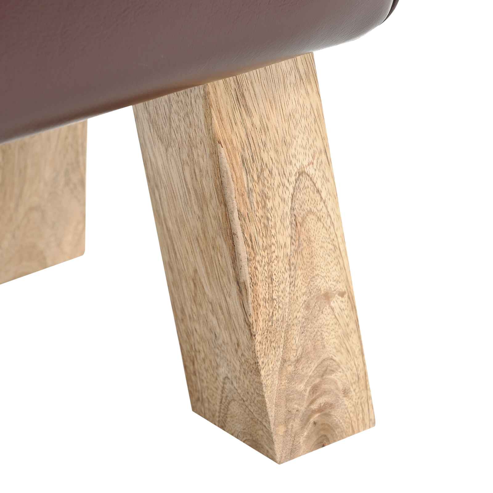 παγκάκι 60 x 30 x 45 cm Αληθινό Δέρμα Σκούρο Καφέ - Pakobazaar