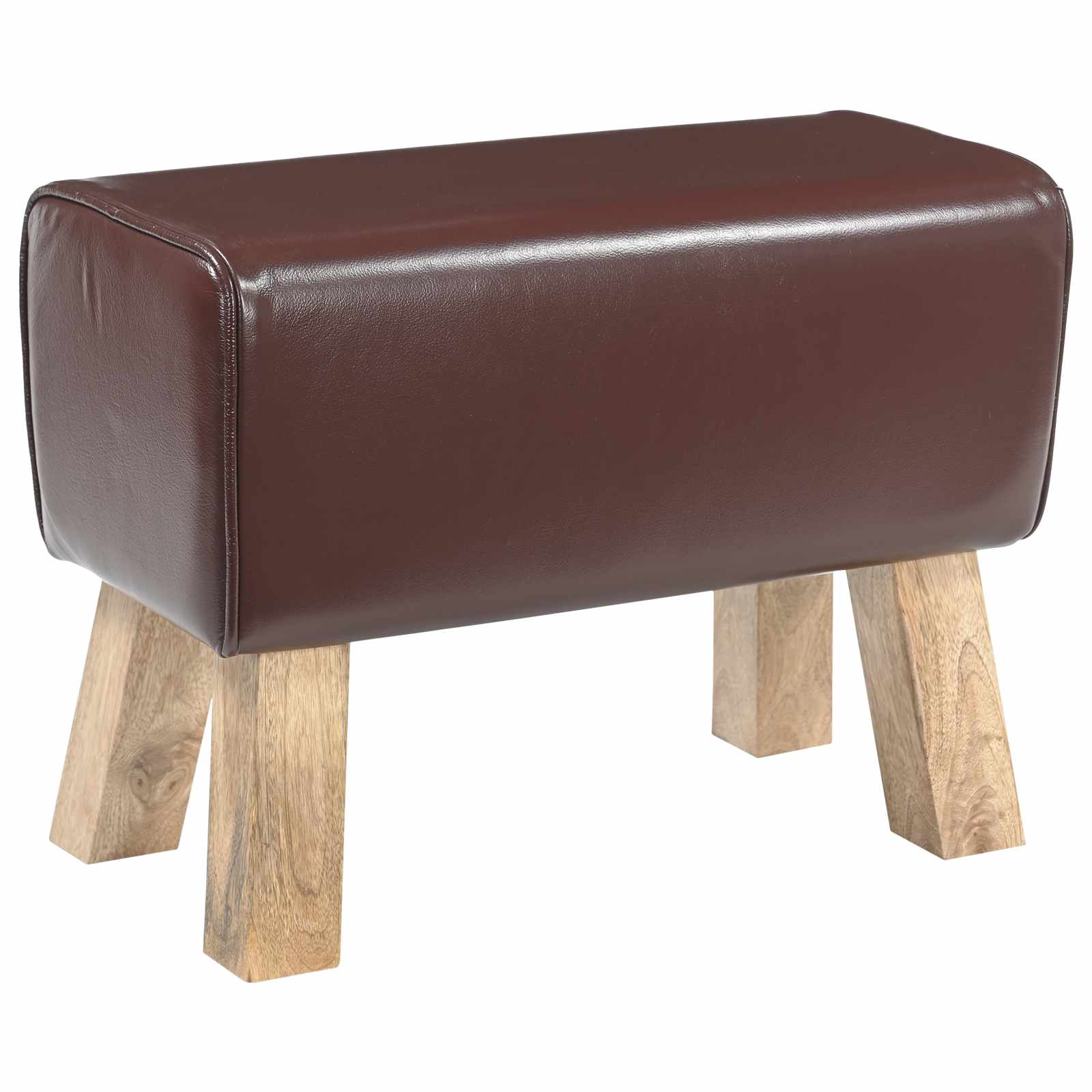 παγκάκι 60 x 30 x 45 cm Αληθινό Δέρμα Σκούρο Καφέ - Pakobazaar