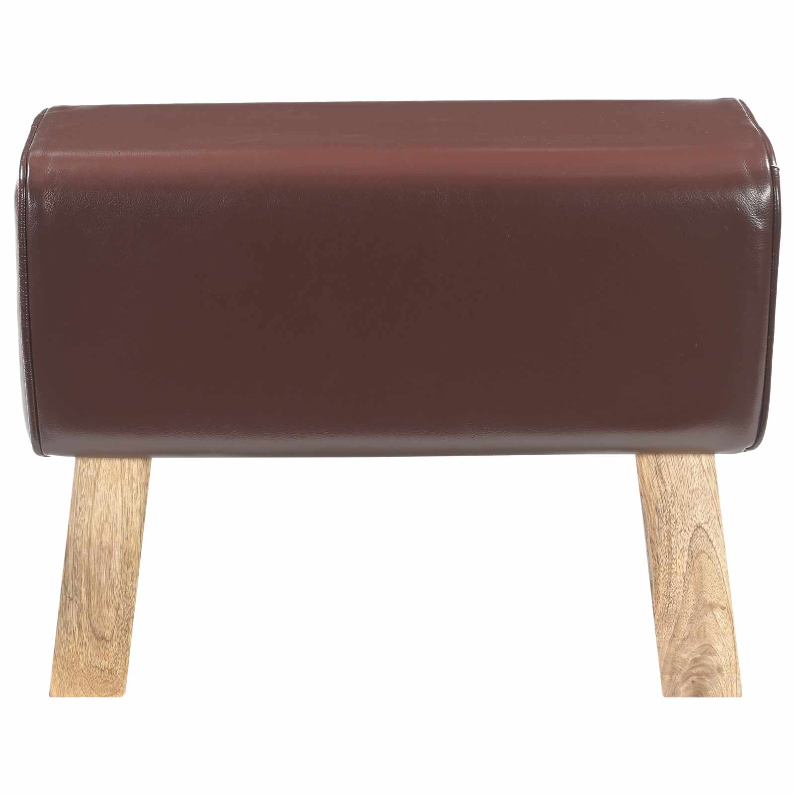 παγκάκι 60 x 30 x 45 cm Αληθινό Δέρμα Σκούρο Καφέ - Pakobazaar