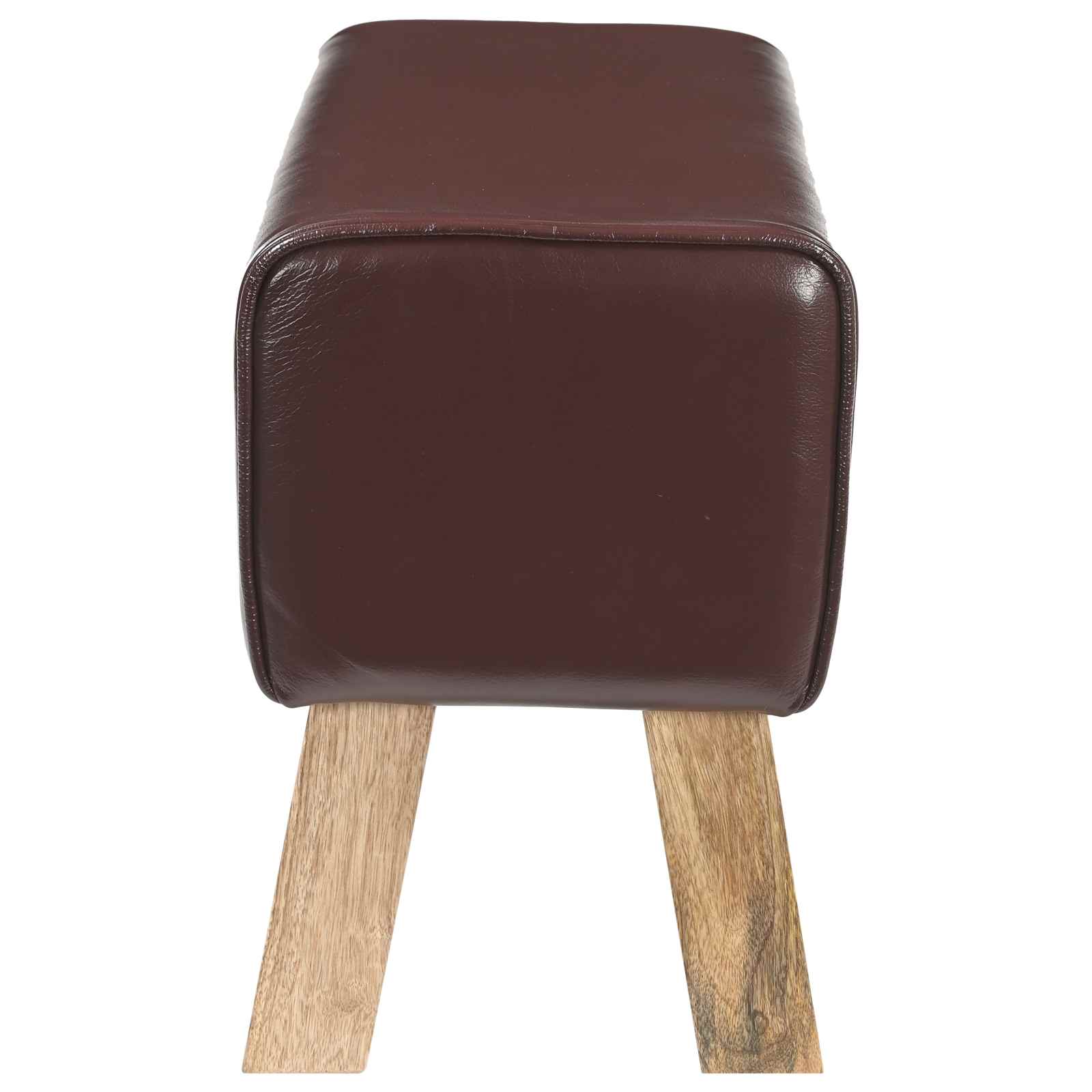 παγκάκι 60 x 30 x 45 cm Αληθινό Δέρμα Σκούρο Καφέ - Pakobazaar