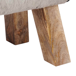 παγκάκι 60 x 30 x 45 cm Αληθινό Δέρμα Μαύρο και Λευκό