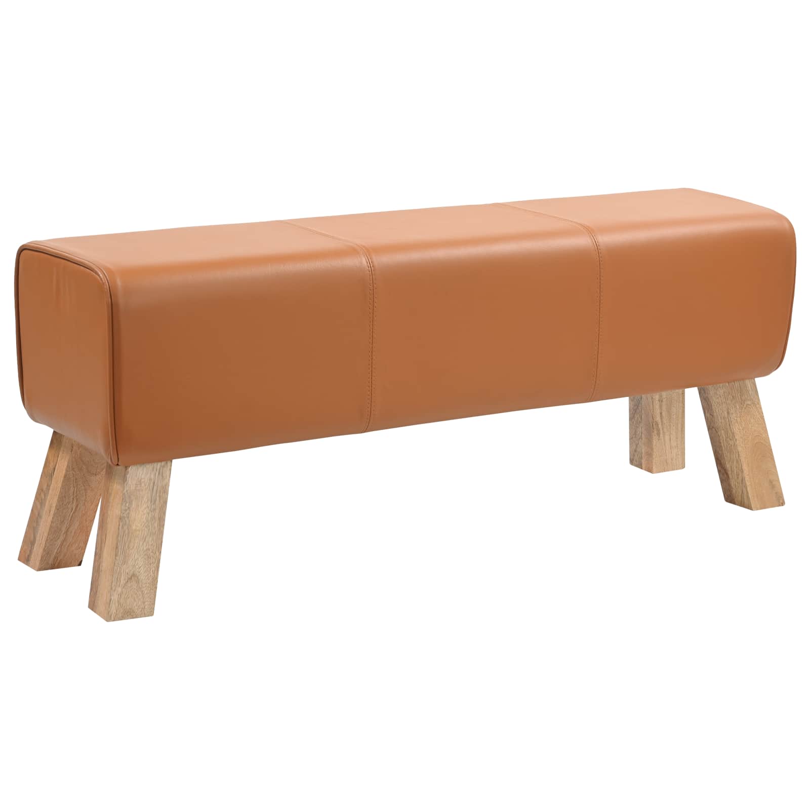 παγκάκι 110 x 30 x 45 εκ. Αληθινό Δέρμα Καφέ