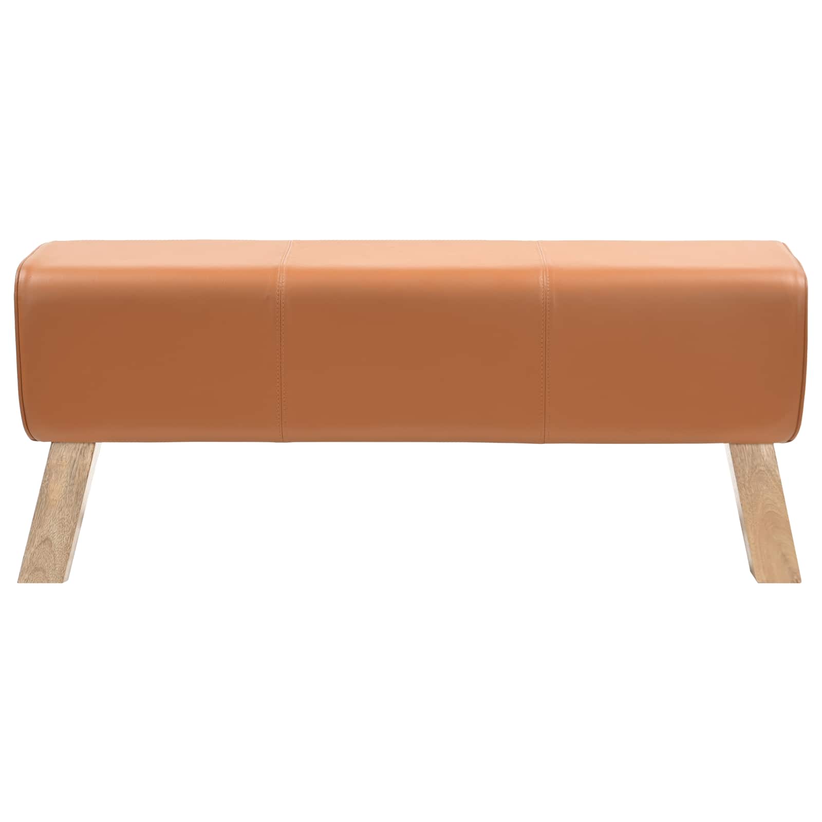 παγκάκι 110 x 30 x 45 εκ. Αληθινό Δέρμα Καφέ