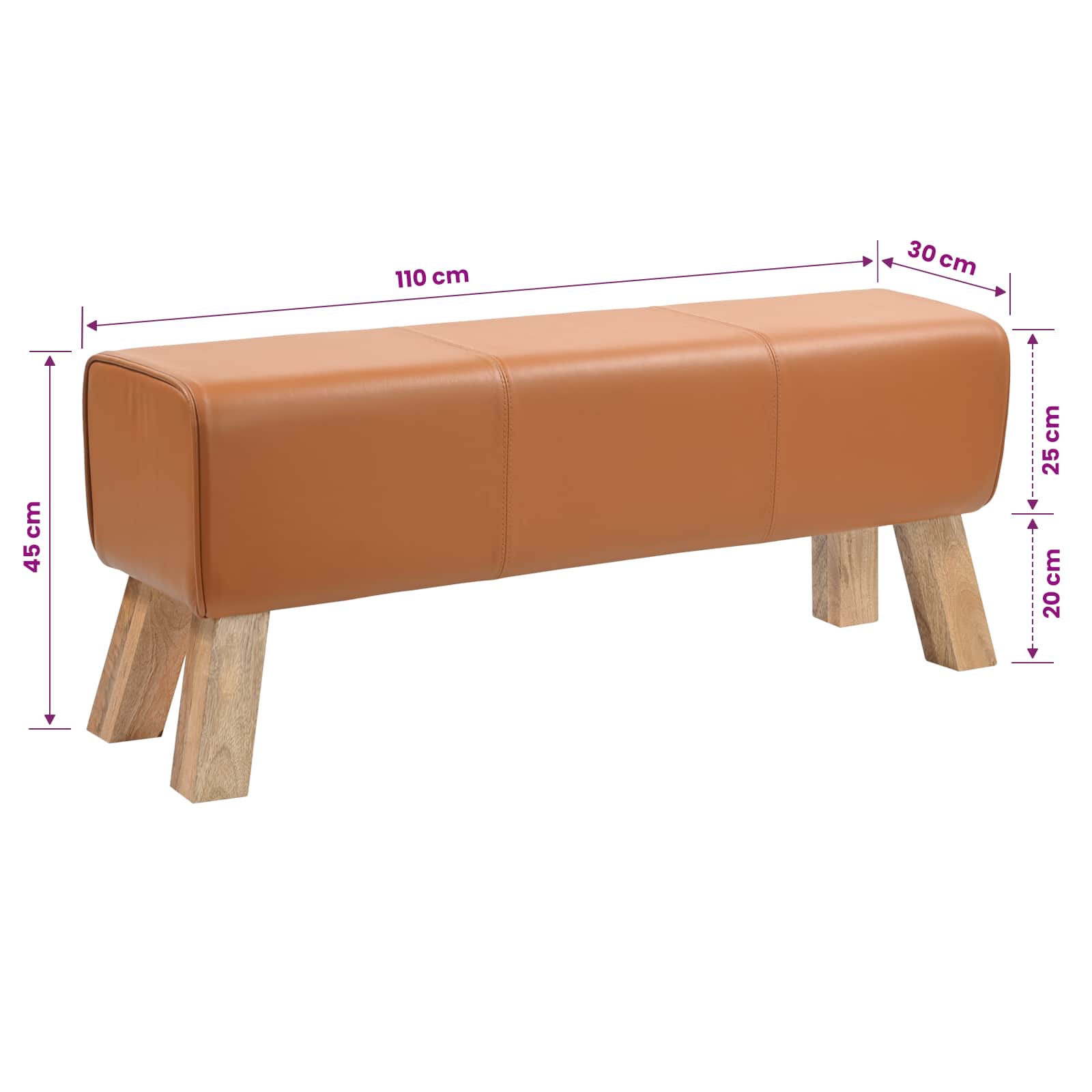 παγκάκι 110 x 30 x 45 εκ. Αληθινό Δέρμα Καφέ