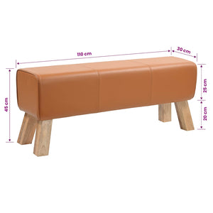παγκάκι 110 x 30 x 45 εκ. Αληθινό Δέρμα Καφέ
