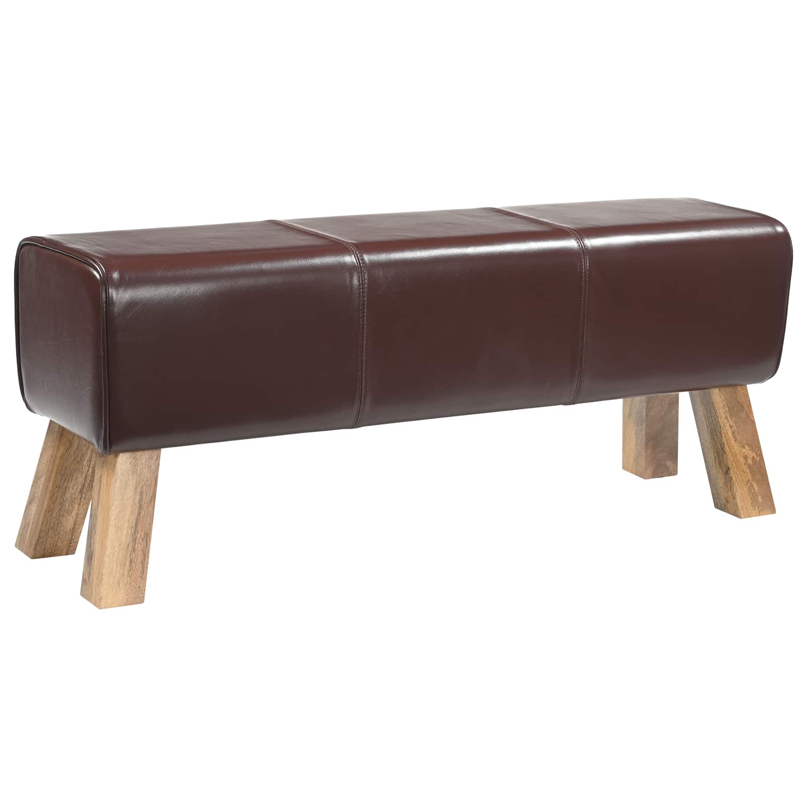παγκάκι 110 x 30 x 45 εκ. Αληθινό Δέρμα Σκούρο Καφέ - Pakobazaar