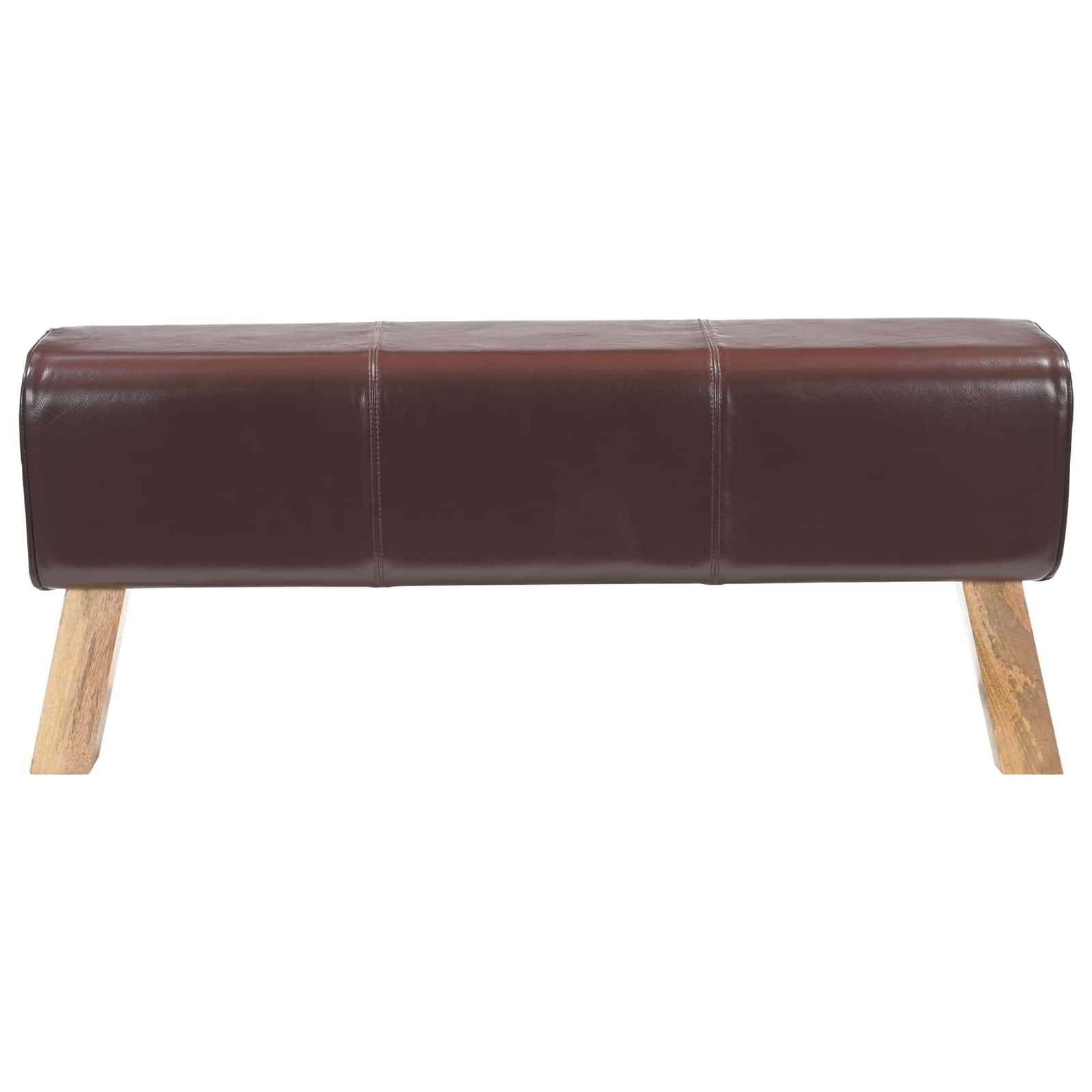 παγκάκι 110 x 30 x 45 εκ. Αληθινό Δέρμα Σκούρο Καφέ - Pakobazaar