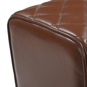 παγκάκι 110 x 30 x 45 εκ. Αληθινό Δέρμα Καφέ με σχέδιο ρόμβου - Pakobazaar