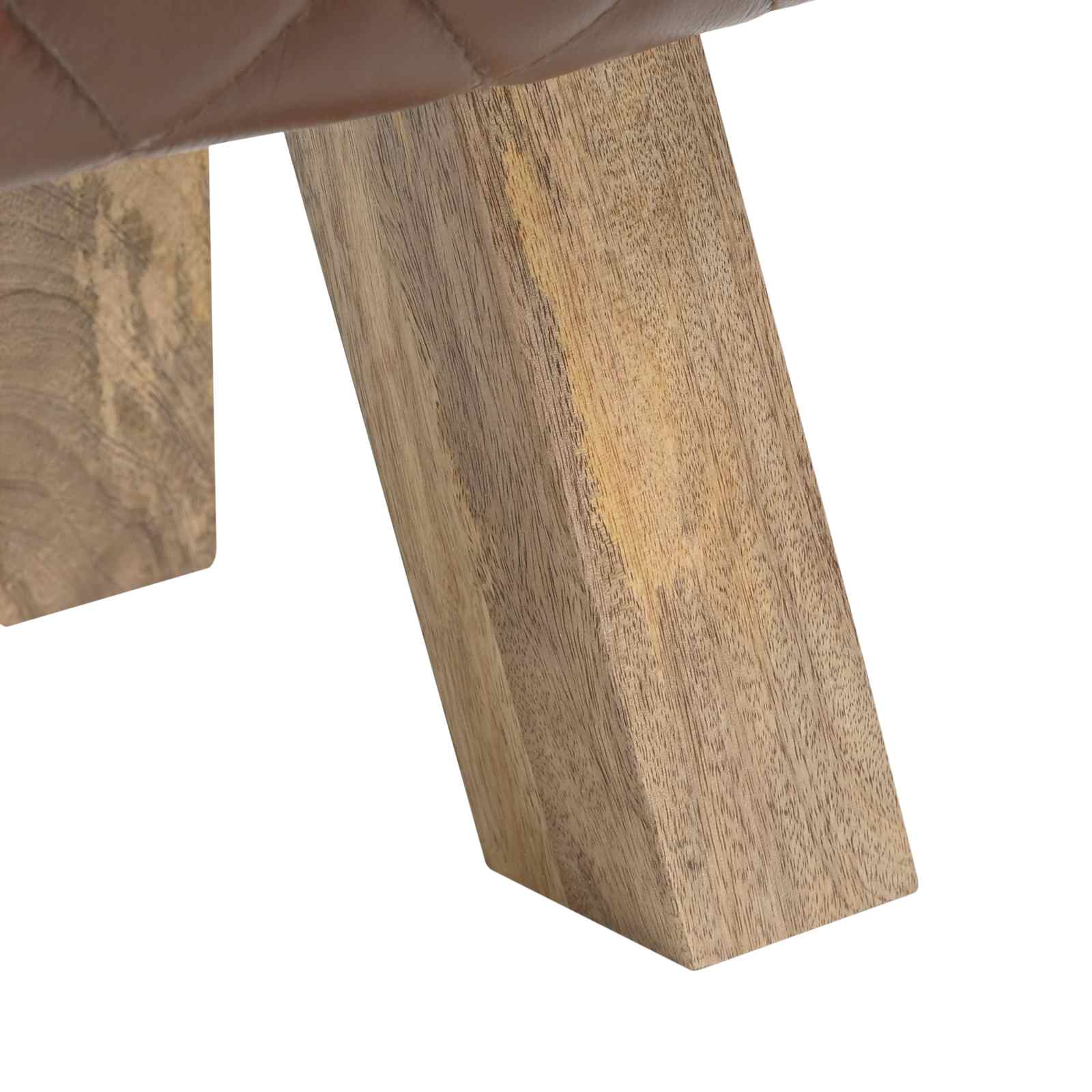 παγκάκι 110 x 30 x 45 εκ. Αληθινό Δέρμα Καφέ με σχέδιο ρόμβου - Pakobazaar