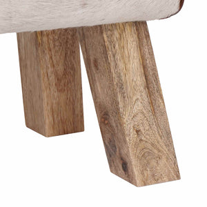 παγκάκι 110 x 30 x 45 εκ. Αληθινό Δέρμα Καφέ και Λευκό