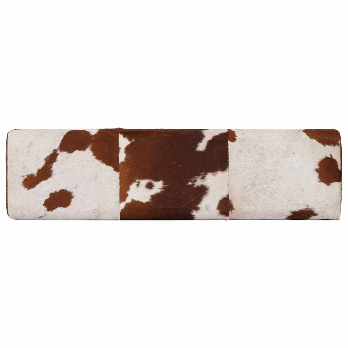 παγκάκι 110 x 30 x 45 εκ. Αληθινό Δέρμα Καφέ και Λευκό
