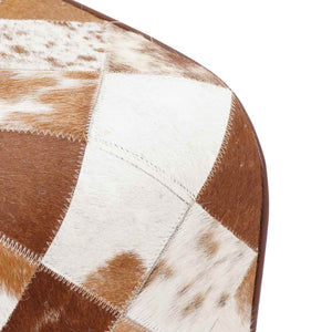 παγκάκι 110 x 30 x 45 εκ. Αληθινό Δέρμα Καφέ Patchwork