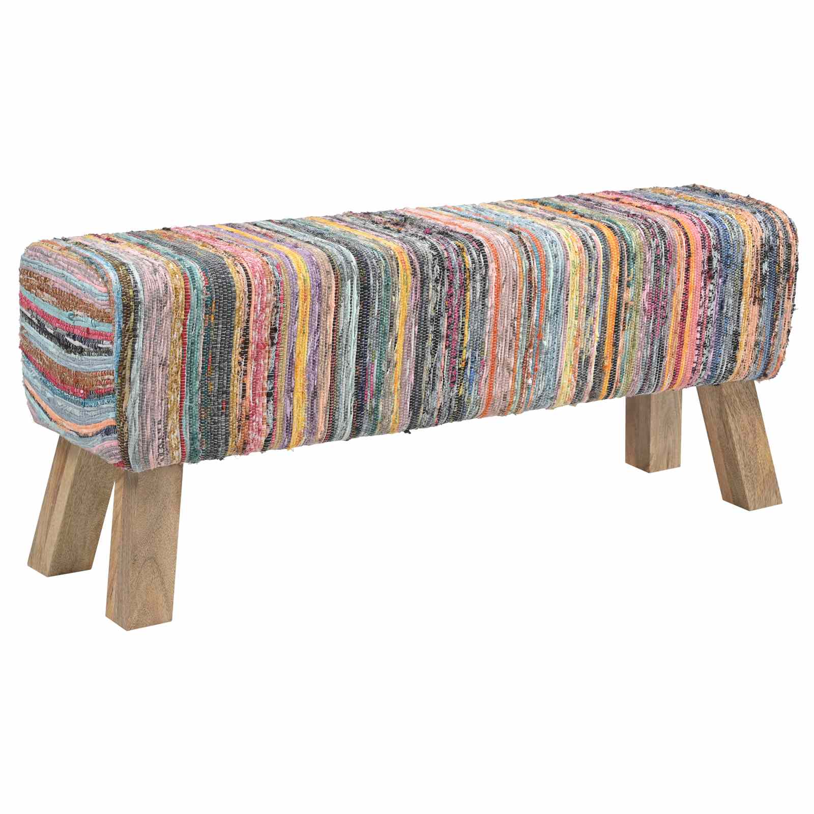 παγκάκι 110 x 30 x 45 εκ. Αληθινό Δέρμα Πολύχρωμο - Pakobazaar