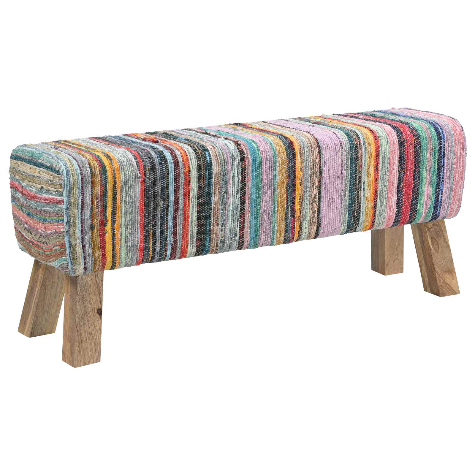παγκάκι 110 x 30 x 45 εκ. Αληθινό Δέρμα Πολύχρωμο - Pakobazaar