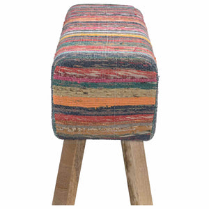 παγκάκι 110 x 30 x 45 εκ. Αληθινό Δέρμα Πολύχρωμο - Pakobazaar