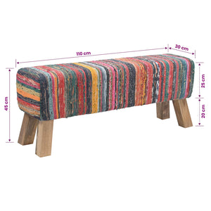 παγκάκι 110 x 30 x 45 εκ. Αληθινό Δέρμα Πολύχρωμο - Pakobazaar