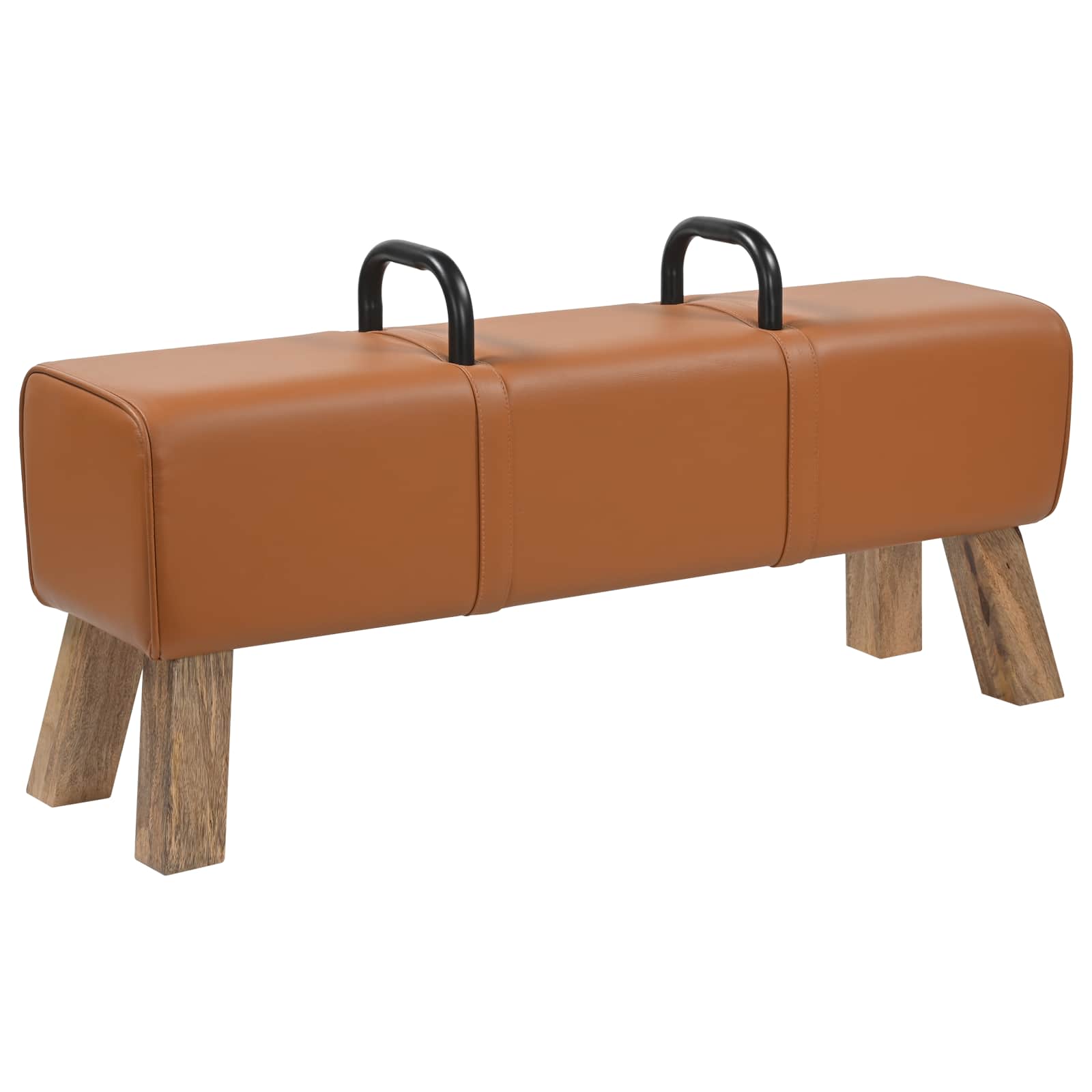 παγκάκι Καφέ 110 x 30 x 45 εκ. Αληθινό Δέρμα - Pakobazaar