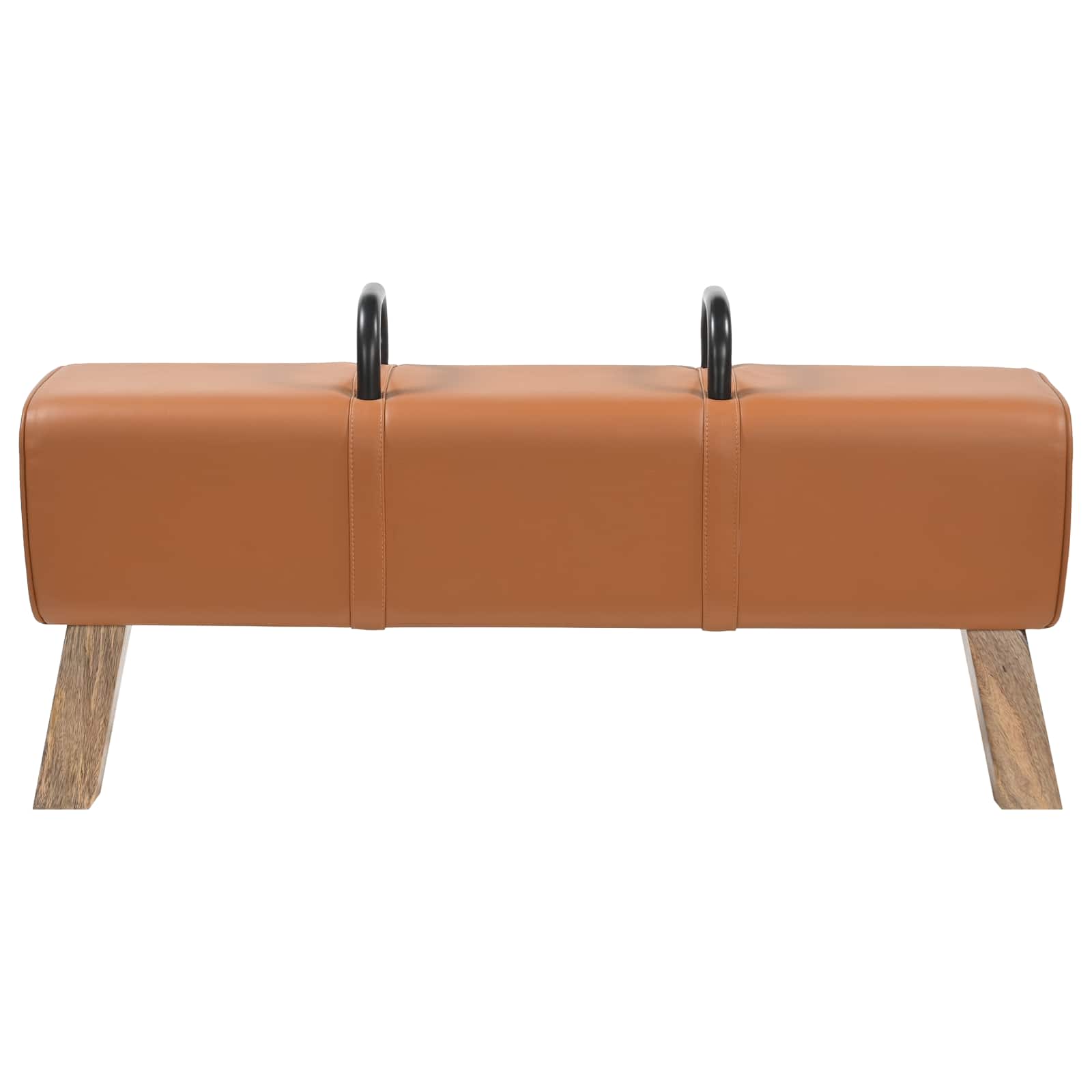 παγκάκι Καφέ 110 x 30 x 45 εκ. Αληθινό Δέρμα - Pakobazaar