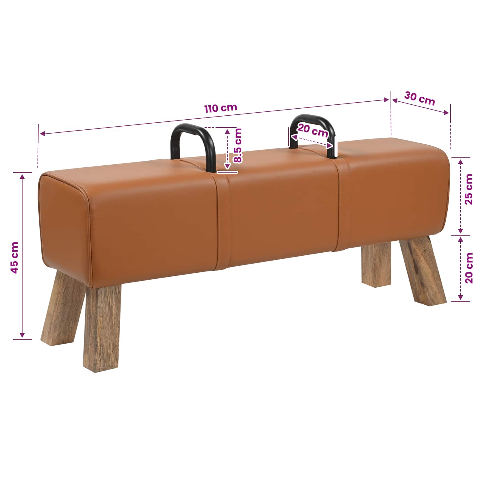 παγκάκι Καφέ 110 x 30 x 45 εκ. Αληθινό Δέρμα - Pakobazaar