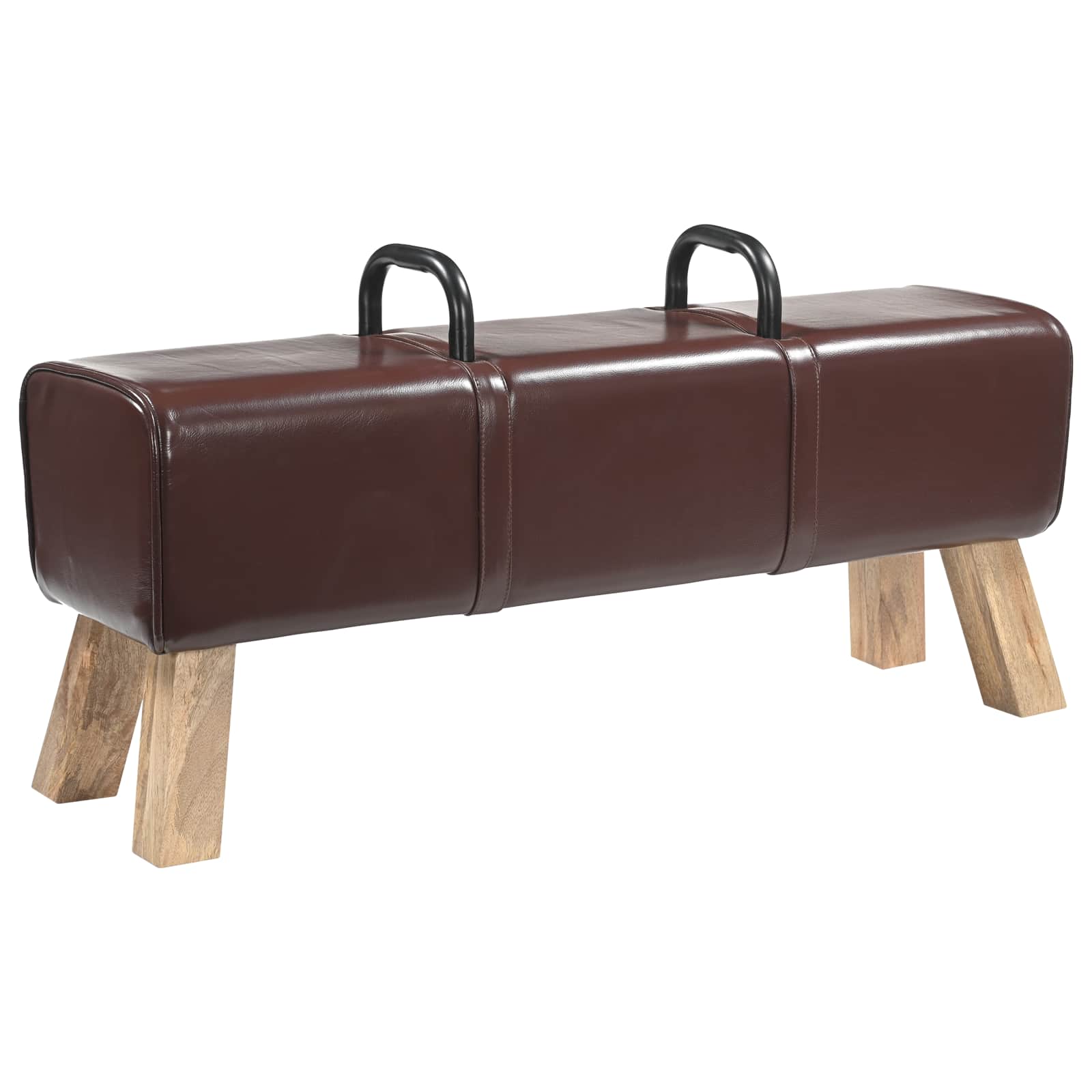 παγκάκι Σκούρο Καφέ 110 x 30 x 45 εκ. Αληθινό Δέρμα - Pakobazaar