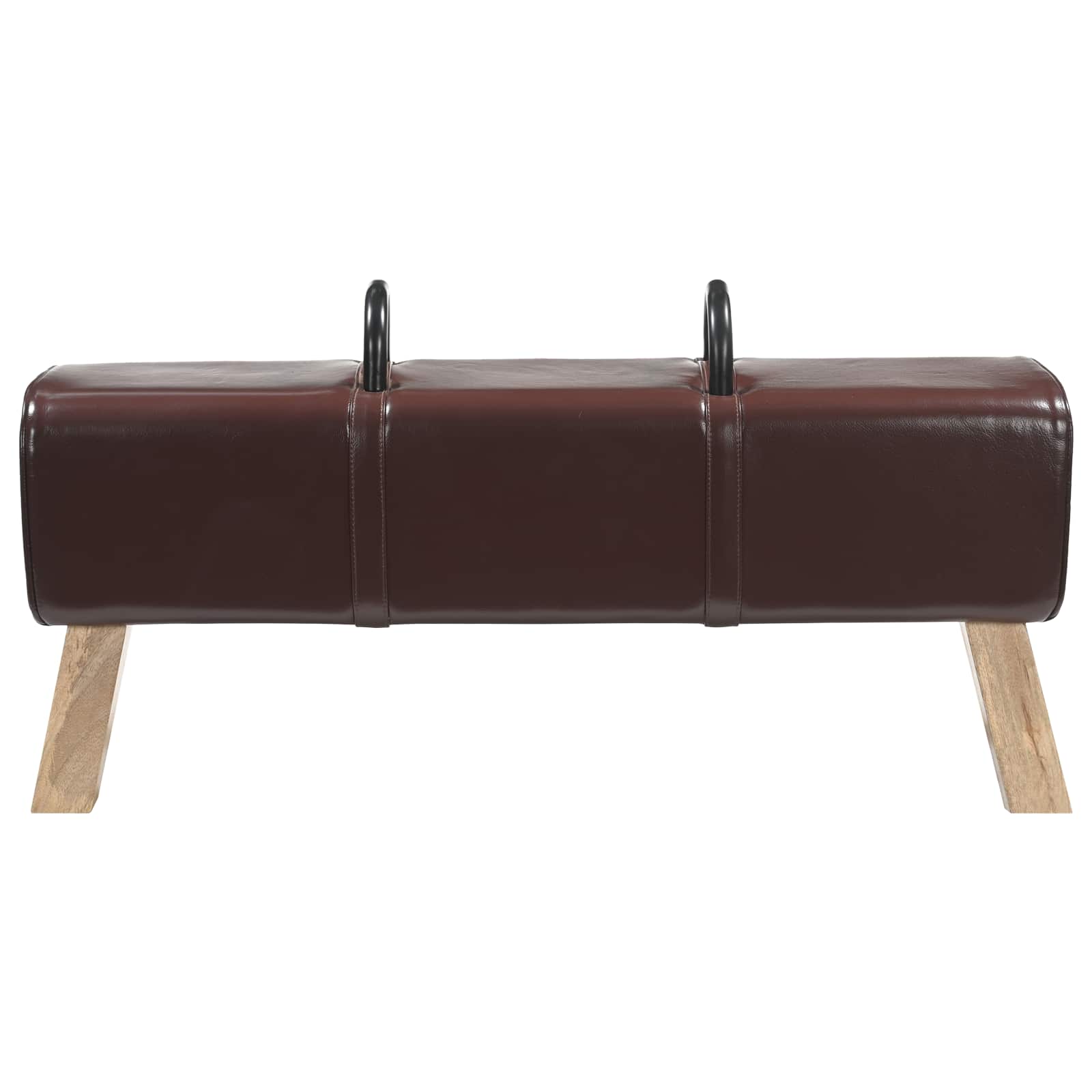 παγκάκι Σκούρο Καφέ 110 x 30 x 45 εκ. Αληθινό Δέρμα - Pakobazaar