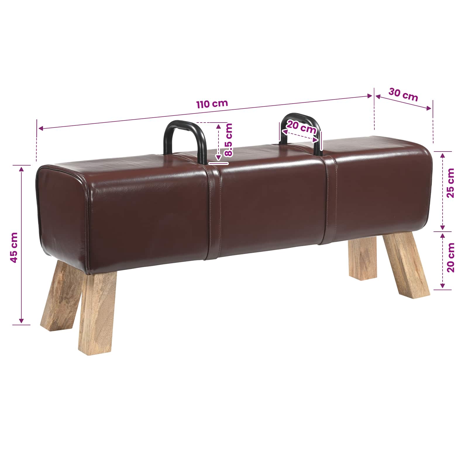 παγκάκι Σκούρο Καφέ 110 x 30 x 45 εκ. Αληθινό Δέρμα - Pakobazaar