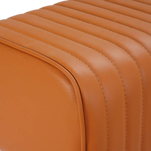 παγκάκι 110 x 30 x 45 εκ. Αληθινό Δέρμα Καφέ