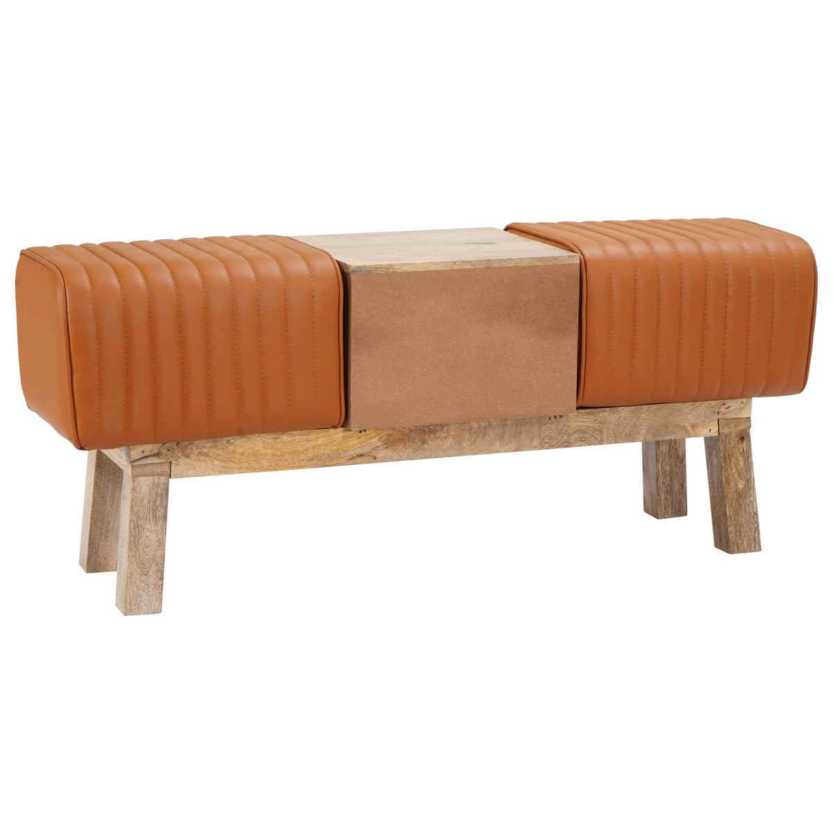 παγκάκι 110 x 30 x 45 εκ. Αληθινό Δέρμα Καφέ