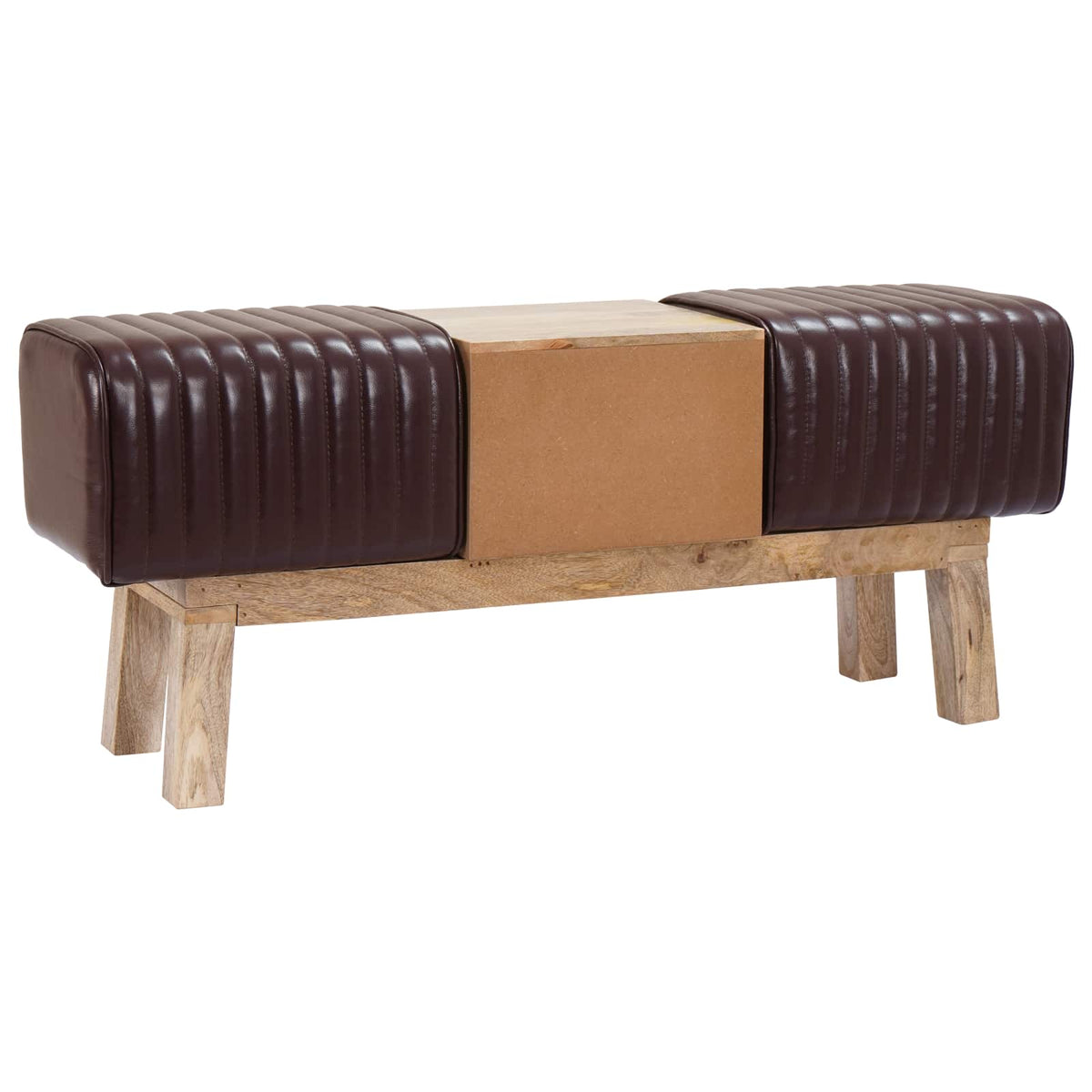 παγκάκι 110 x 30 x 45 εκ. Αληθινό Δέρμα Σκούρο Καφέ