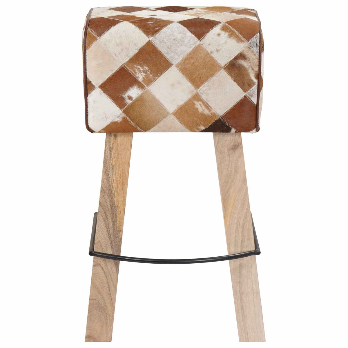 Μπαρ σκαμπό 2 τμχ. Καφέ Patchwork 44 x 33 x 74 cm Αληθινό Δέρμα